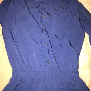 blue sleeved romper